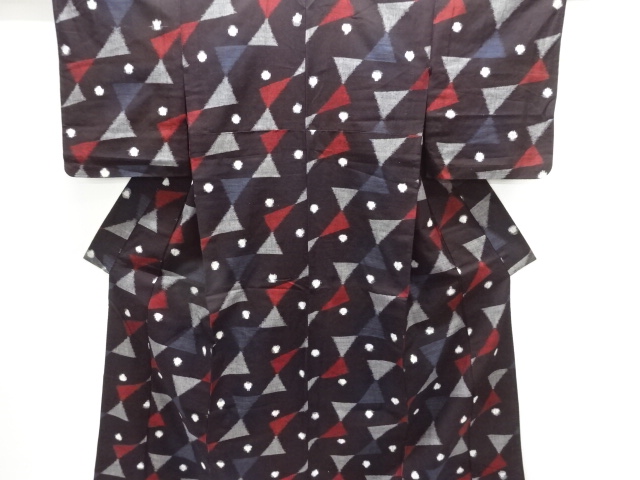 JAPANESE KIMONO / ANTIQUE HITOE KIMONO / COTTON / KURUME KASURI / FISH SCALES